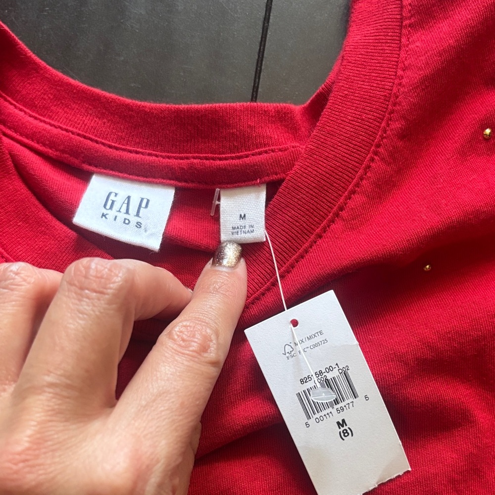 GAP Red Puff Sleeve Top - Picture 2 of 3